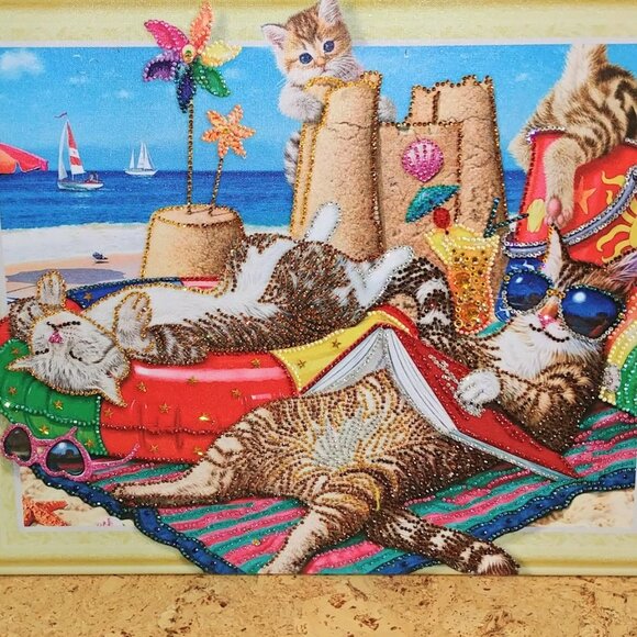Bejeweled Cats on a Beach Art - Picture 9 of 15